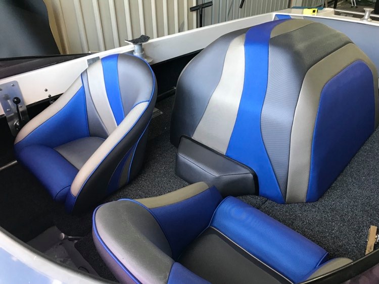 Custom blue & grey boat seats