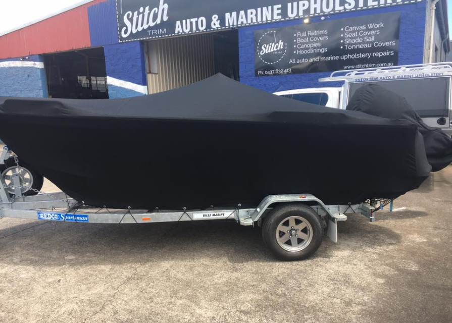 Custom black boat cover