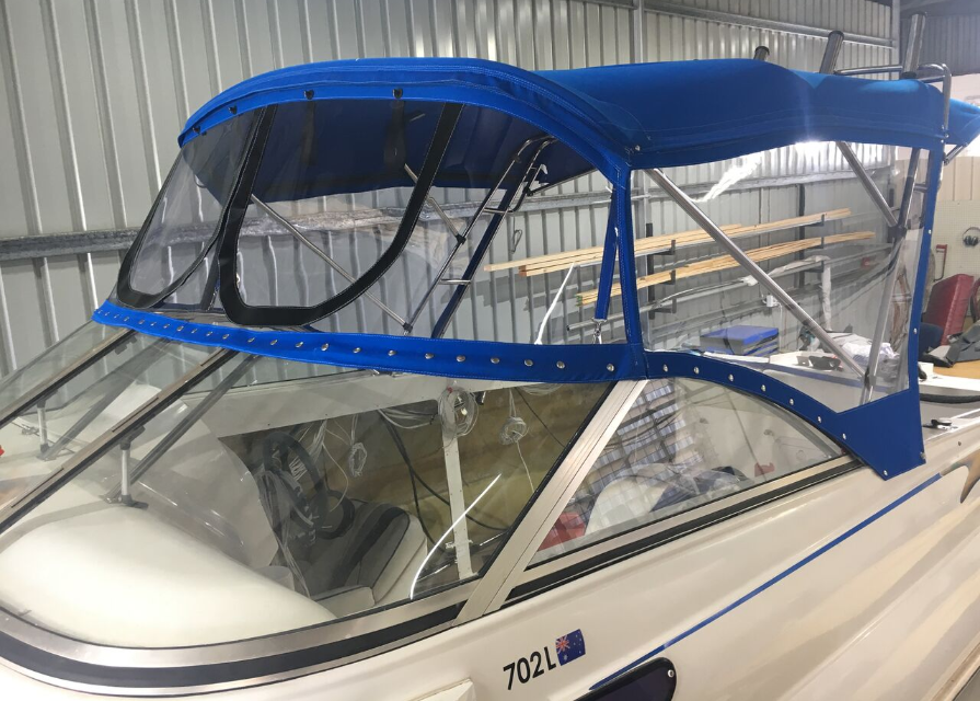 Blue bimini top